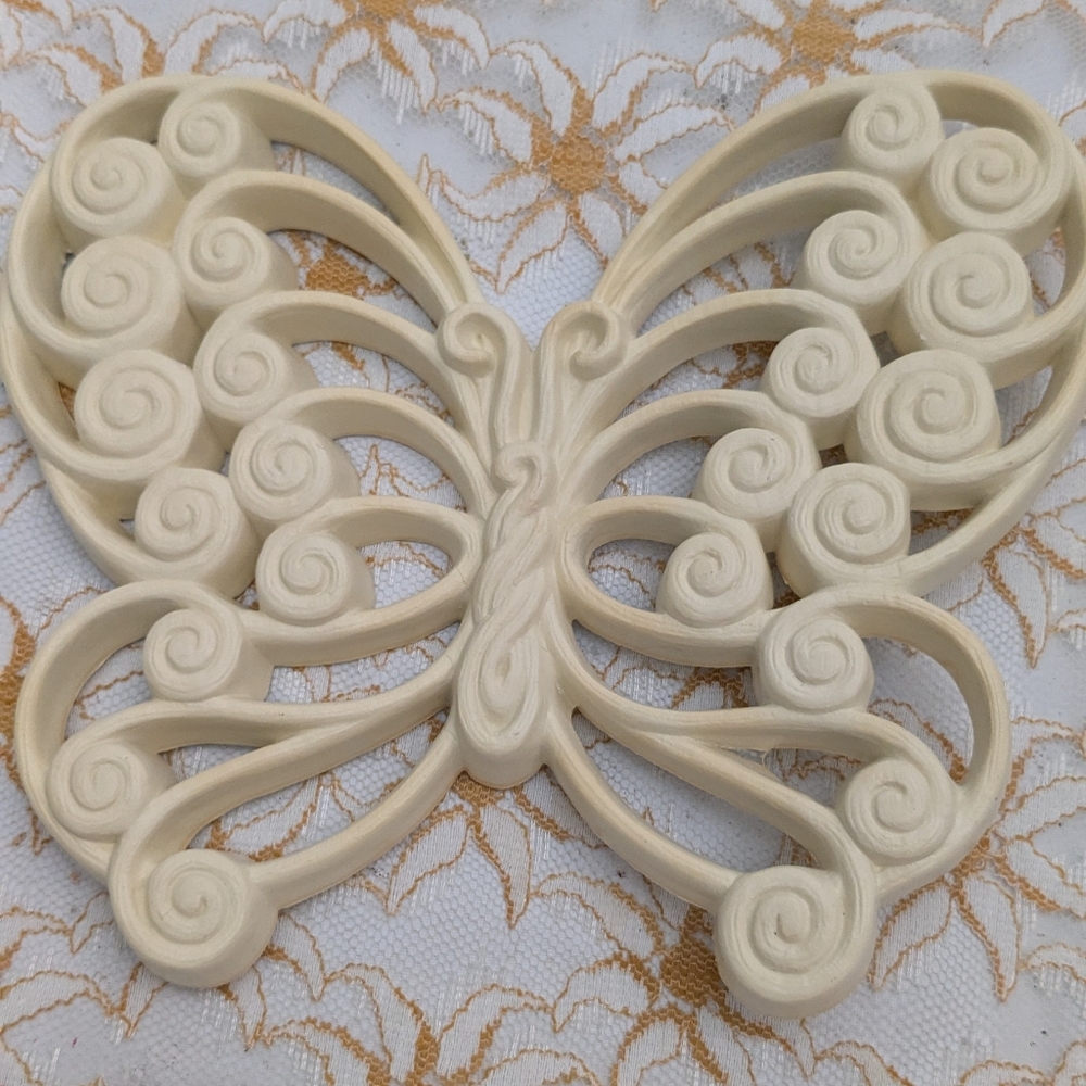 1978 Burwood Products Company Off-White Butterfly Wall Plaque
